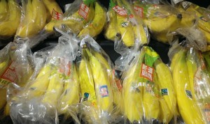 Equal Exchange bananas on display challenging the mighty Chiquita brand